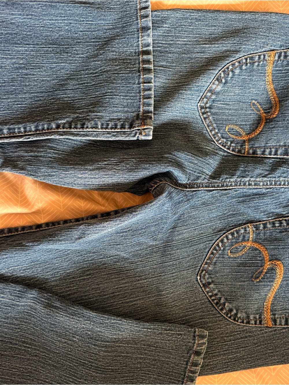 Jordan Men's Straight Leg Denim Jeans in Blue with Tan Stitching